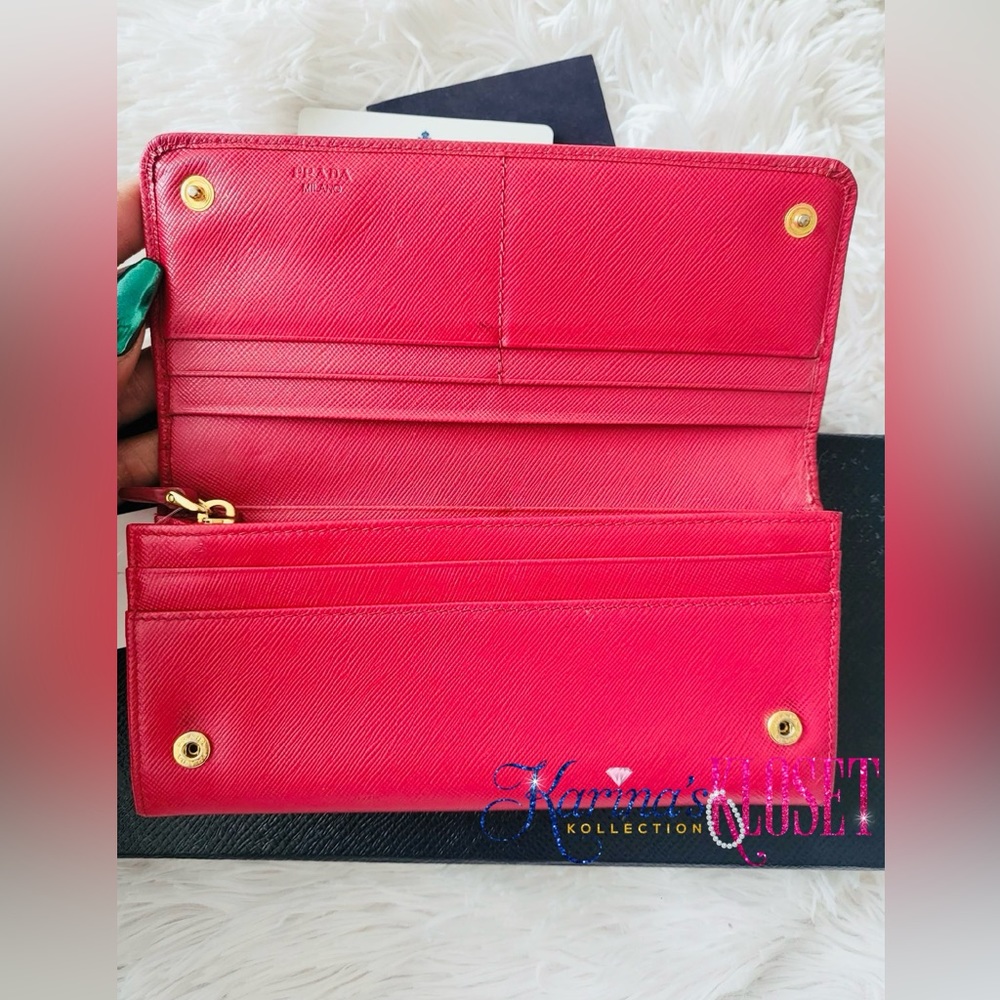 PRADA Leather Wallet, Pink PRADA Saffiano Continental Long Wallet 🎀 - Picture 8 of 9